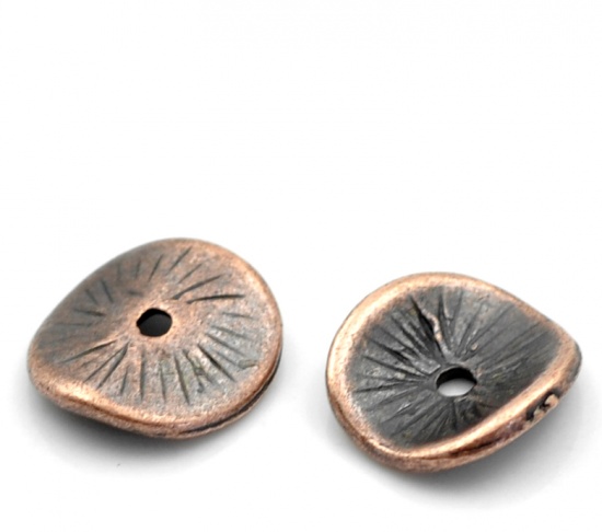 Picture of Zinc Based Alloy Wavy Spacer Beads Disc Antique Copper About 10mm x 9mm, Hole:Approx 1mm, 100 PCs