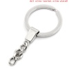 Picture of Iron Based Alloy Keychain & Keyring Round Silver Tone 6.2cm x 3cm, 100 PCs
