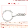 Picture of Iron Based Alloy Keychain & Keyring Round Silver Tone 6.2cm x 3cm, 100 PCs