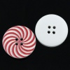 ウッド ボタン 円形 赤 4つ穴 螺旋柄 3cm 直径、 30 個 の画像