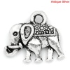 Imagen de Colgantes Aleación del Metal Del Zinc de Elefante Plata Antigua Rhinestone 14.0mm x 12.0mm, 50 Unidades