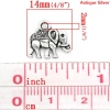 Imagen de Colgantes Aleación del Metal Del Zinc de Elefante Plata Antigua Rhinestone 14.0mm x 12.0mm, 50 Unidades