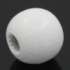 Bild von Holz Perlen Rund Weiß 10mm D., Loch: 3mm, 200 Stück