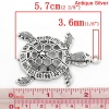 Picture of Ocean Jewelry Zinc Based Alloy Pendants Tortoise/ Turtle Animal Antique Silver Hollow 5.7cm x 3.9cm(2 2/8"x1 4/8"), 5 PCs