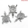 Picture of Ocean Jewelry Zinc Based Alloy Pendants Tortoise/ Turtle Animal Antique Silver Hollow 5.7cm x 3.9cm(2 2/8"x1 4/8"), 5 PCs