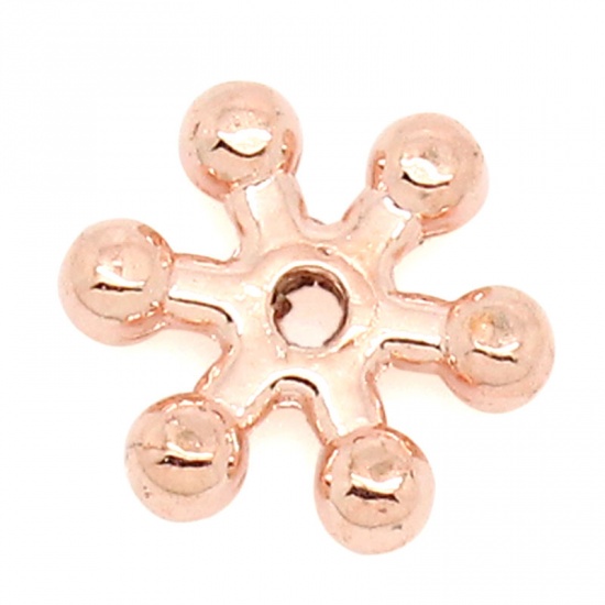 Image de Perles en Alliage de Zinc Forme Flocon de neige Rose Or 8mm x 7mm, Tailles de Trous: 1mm, 300 Pièces