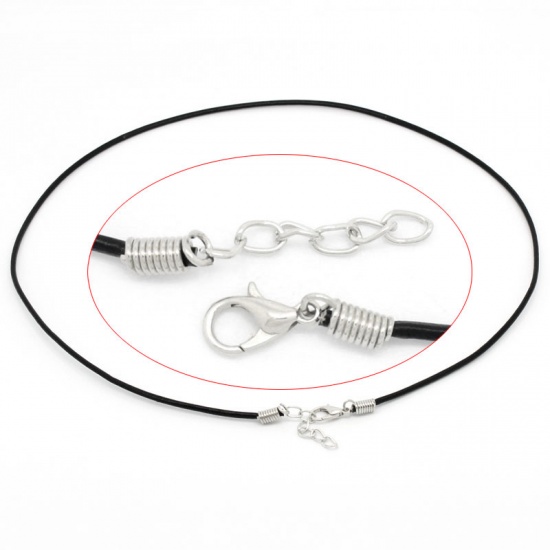 Picture of Cowhide Leather Cord Necklace Black 46cm(18 1/8") long, 10 PCs