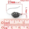 Picture of Zinc Based Alloy Ear Wire Hooks Earring Findings Flower Antique Silver W/ Loop 22mm( 7/8") x 23mm( 7/8"), Post/ Wire Size: (21 gauge), 30 PCs