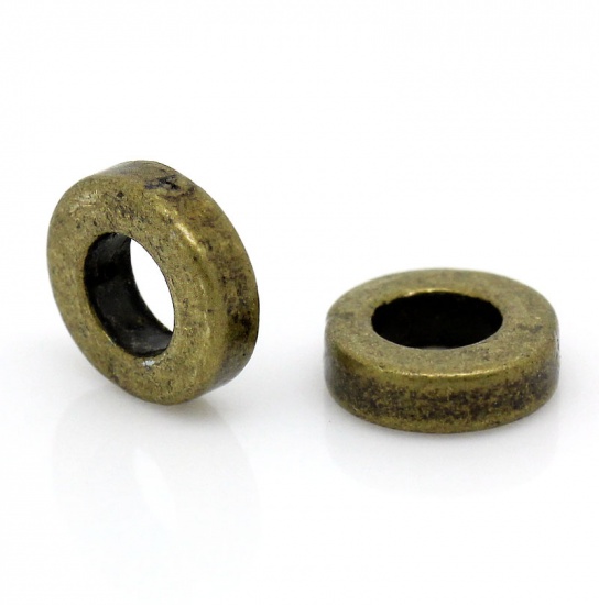 Image de Perles en Alliage de Zinc Forme Rond Plaqué bronze Diamètre: 6mm, Tailles de Trous: 3.2mm, 300 Pièces