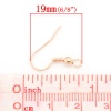 Picture of Iron Based Alloy Ear Wire Hooks Earring Findings Rose Gold 18mm( 6/8") x 19mm( 6/8"), Post/ Wire Size: (21 gauge), 3000 PCs