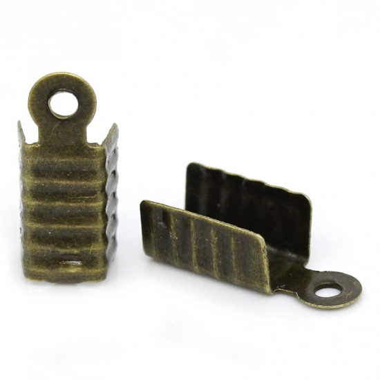 Picture of Necklace/ Cord Crimp End Caps W/Loop Antique Bronze 12x5mm,500PCs