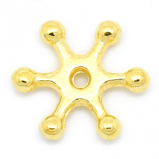 Picture of Zinc Based Alloy Spacer Beads Christmas Snowflake Gold Plated About 12mm x 11mm, Hole:Approx 1mm, 200 PCs