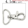 Picture of Zinc Based Alloy Keychain & Keyring Swivel Clasp Silver Tone 4.1cm x2.9cm, 10 PCs
