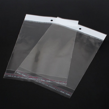 プラスチック製 接着ポリ袋 長方形 透明 (使用可能なスペース：16.5cmx14cm) 21.5cm x 14cm、 100 PCs の画像