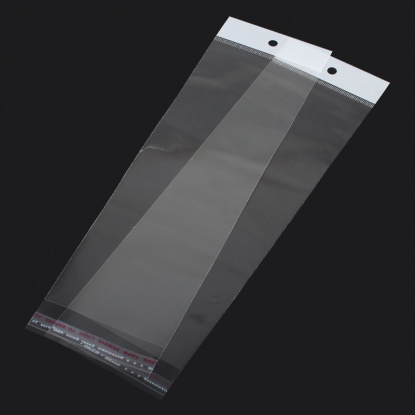 Picture of Plastic Self-Seal Bags Rectangle Transparent (Usable Space: 21cmx6cm) W/ Hang Hole 26.5cm x 6cm(10 3/8"x2 3/8"), 200 PCs