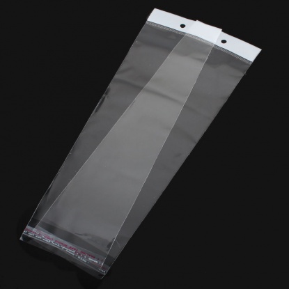 Picture of Plastic Self-Seal Bags Transparent (Usable Space 25.5cmx8cm) W/ Hang Hole 30cm x 8cm(11 6/8"x3 1/8"), 100 PCs