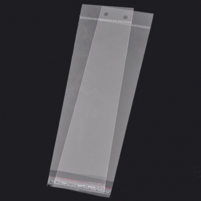 Picture of Plastic Self-Seal Bags Transparent (Usable Space 21.5cmx7cm) W/ Hang Hole 26cm x7cm(10 2/8" x2 6/8"), 100 PCs