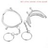 Picture of Iron Based Alloy Keychain & Keyring Kiss Clasp Lock Purse Frame Arch Silver Tone Ball 5.2x4.2cm(2" x1 5/8"), Open Size: 7.9x5.2cm(3 1/8" x2"), 25 PCs