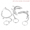 Picture of Iron Based Alloy Keychain & Keyring Kiss Clasp Lock Purse Frame Arch Silver Tone Ball 5.2x4.2cm(2" x1 5/8"), Open Size: 7.9x5.2cm(3 1/8" x2"), 25 PCs