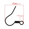 Picture of Iron Based Alloy Ear Wire Hooks Earring Findings Black W/ Loop 16mm x 15mm, Post/ Wire Size: (22 gauge), 500 PCs