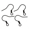 Picture of Iron Based Alloy Ear Wire Hooks Earring Findings Black W/ Loop 16mm x 15mm, Post/ Wire Size: (22 gauge), 500 PCs