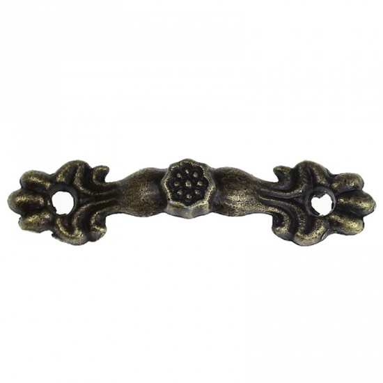 Imagen de Perillas de la manija de la joyería caja de madera y jalar Aleación del Metal Del Zinc de De arco,Tono Bronce 4.3cm x 1cm, 30 Unidades