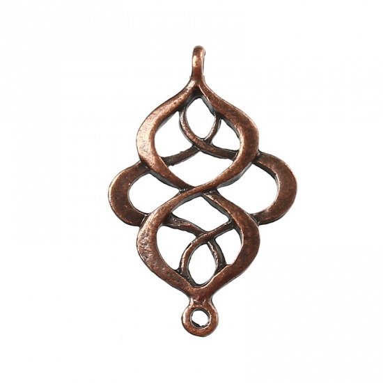 Picture of Filigree Stamping Connectors Findings Twist Calabash Antique Copper Hollow 28mm x 18mm,50PCs