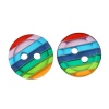 Immagine di Resina Bottone da Cucire ScrapbookBottone Tondo Multicolore Due Fori Striscia Disegno 12mm Dia, 100 Pz