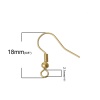 Bild von Kupfer Ohrringe Ohrhaken 18K Gold plattiert 18mm x 18mm, Drahtstärke: (22 gauge), 50 Stück