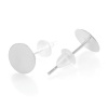 Picture of Sterling Silver Ear Post Stud Earrings Findings Round Flat Pad Silver Cabochon Settings (Fits 5mm Dia) 12mm( 4/8") x 5mm( 2/8"), Post/ Wire Size: (20 gauge), 2 Pairs