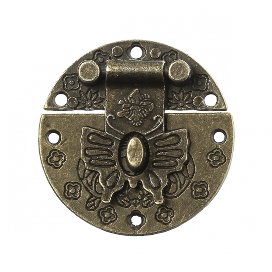Imagen de Cerraduras Maletín Aleación del Metal Del Zinc de Tono Bronce,Mariposa 3.9cm x 3.9cm, 10 Juegos
