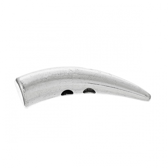 Bild von Zinklegierung Knöpfe Horn Antik Silber 2 Löcher 3cm x 8mm 20 Stück