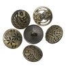 Picture of Zinc Based Alloy Metal Sewing Shank Buttons Round Antique Bronze Mixed Pattern Carved 17mm(5/8") Dia, 30 PCs