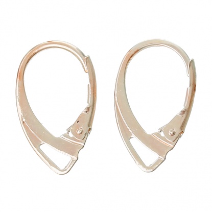 Picture of Zinc Based Alloy Lever Back Clips Earring Findings Teardrop Rose Gold 18mm( 6/8") x 11mm( 3/8"), 30 PCs