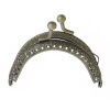 Picture of Zinc Based Alloy Kiss Clasp Lock Purse Frame Arch Antique Bronze Ball Hollow 7.6cm x5.9cm(3" x2 3/8"), Open Size: 11.3x7.6cm(4 4/8"x3"), 3 PCs