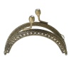 Picture of Zinc Based Alloy Kiss Clasp Lock Purse Frame Arch Antique Bronze Oval Clear Rhinestone 8.7cm x6.7cm(3 3/8" x2 5/8"), Open Size: 12.5x8.7cm(4 7/8"x3 3/8"), 3 PCs