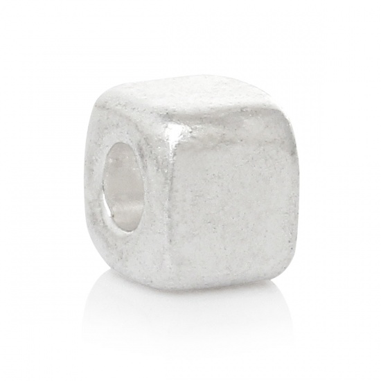 Picture of Zinc Based Alloy Spacer Beads Cube Antique Silver Color About 3mm x 3mm, Hole: Approx 1mm, 1000 PCs