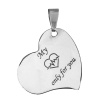 Picture of Stainless Steel Pendants Heart Silver Tone Blank Stamping Tags One Side 4.1cm x 3.3cm, 5 PCs