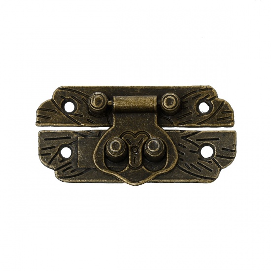 Imagen de Cerraduras Maletín Aleación de Tono Bronce ,Patrón 4.7cm x 25mm, 10 Juegos
