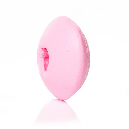 ウッド スペーサ ビーズ 円形 ピンク 約 10mm直径、 穴：約 3mm、 500 個 の画像
