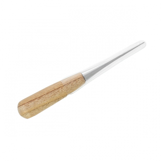 Picture of 304 Stainless Steel Awl Tool Natural Wooden Handle With Protective Cap 11.2cm x1.6cm(4 3/8" x 5/8"), 5 PCs
