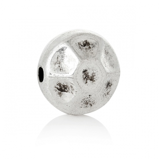 Picture of Spacer Beads Flat Round Antique Silver Pattern Carved About 7mm Dia, Hole:Approx 1.3mm, 100 PCs