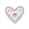 Bild von Holz Knöpfe zum aufnähen Herz Weiß Zwei Löcher mit Weihnachten Schneeflocke Muster 3.5cm x 3.3cm 5 Stück
