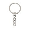 Picture of Iron Based Alloy Keychain & Keyring Round Silver Tone 51mm x 24mm, 100 PCs