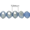 Bild von Kristall Glas Perlen Flachrund Blau & Silbrig Facettiert ca. 4mm D., Loch: 1mm, 48.9cm lang, 1 Strang (ca. 149 Stücke/Strang)