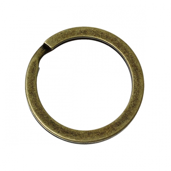 Picture of Iron Based Alloy Keychain & Keyring Circle Ring Antique Bronze 20mm Dia, 1000 PCs
