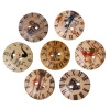 ウッド ボタン 円形  ランダムな色 二つ穴 時計柄 20mm 直径、 100 個 の画像