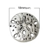 Picture of Zinc Based Alloy Hammered Connectors Findings Sand Dollar Antique Silver 18mm Dia, 50 PCs