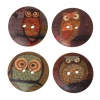 Picture of Wood Sewing Buttons Scrapbooking Round At Random 2 Holes Halloween Owl Pattern 3cm(1 1/8") Dia, 50 PCs