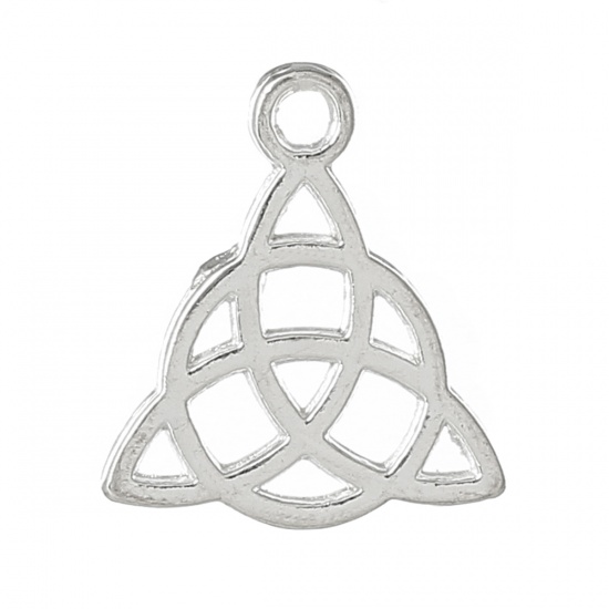 Picture of Zinc Based Alloy Charms Celtic Knot Silver Plated Hollow Carved 17mm x 15mm( 5/8" x 5/8"), 200 PCs